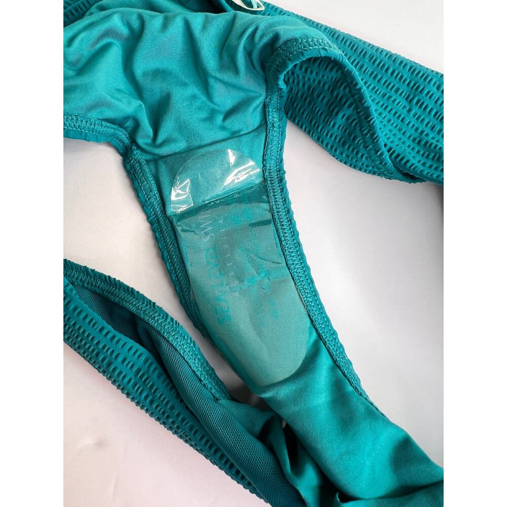Sea Level Messina Bikini Bottom Vermont Teal Green Sz 10 Textured Mid Rise - Picture 6 of 7